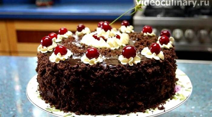 Торт п'яна вишня покроковий рецепт із фото бісквіт на тонкі коржі