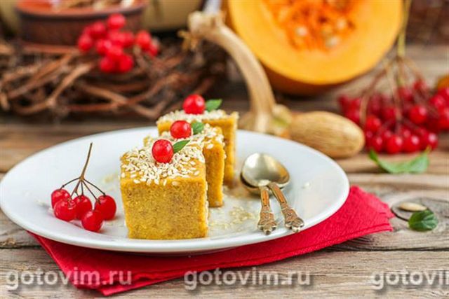 Десерт із гарбуза (гарбузове суфле з вершками). Фотографія рецепта