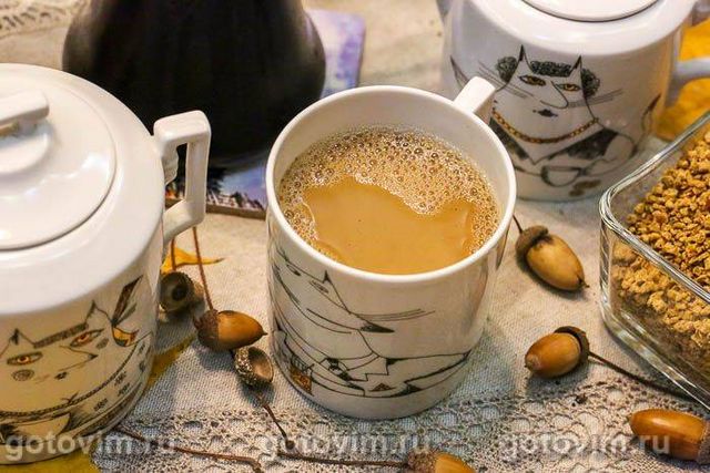 Кава з жолудів із молоком. Фотографія рецепта